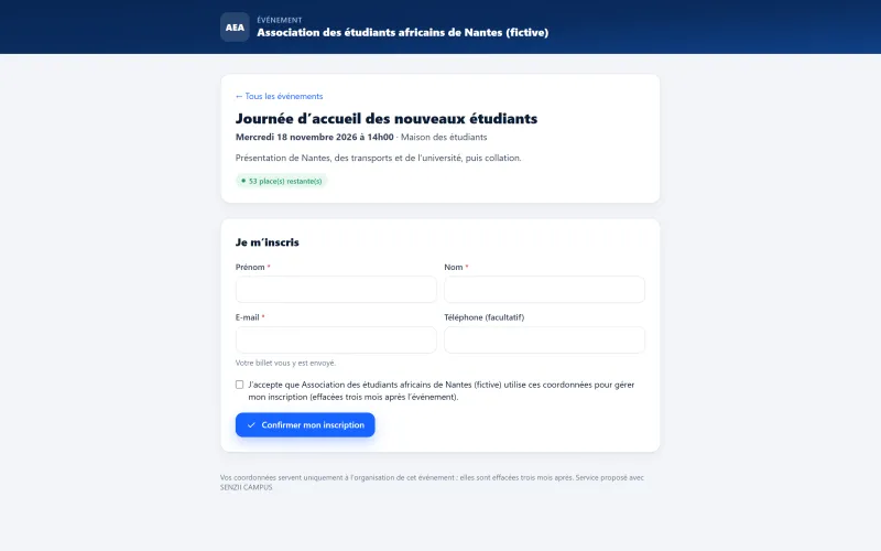 Étape 2 : Les étudiants s’inscrivent en ligne (démonstration)