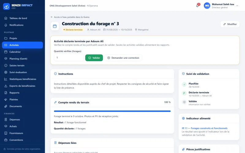 Étape 3 : Le terrain rend compte, la direction valide (démonstration)